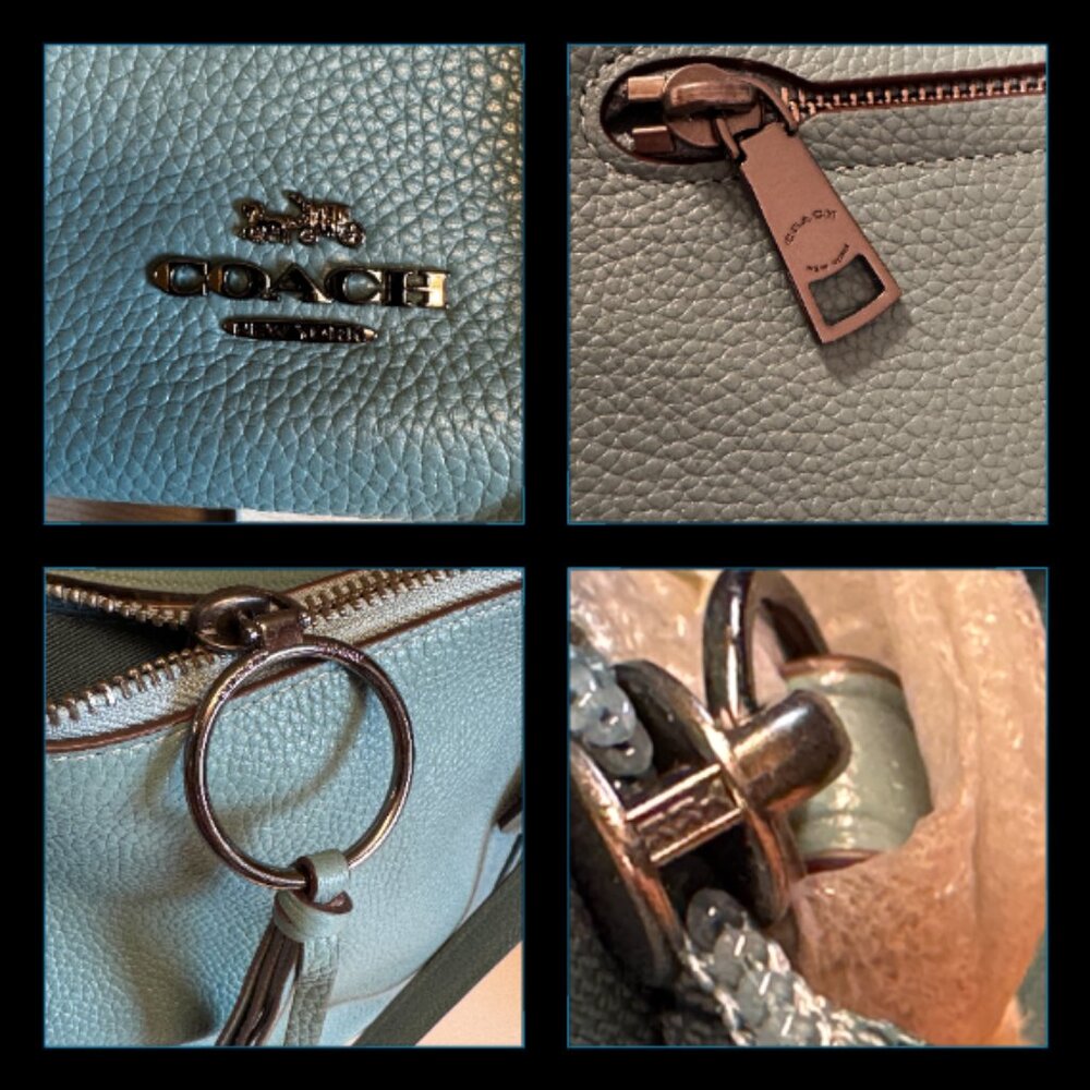 Coach Sutton Hobo Polished Pebble Leather Bag Purse Marine Blue style 35593 - Picture 10 of 14